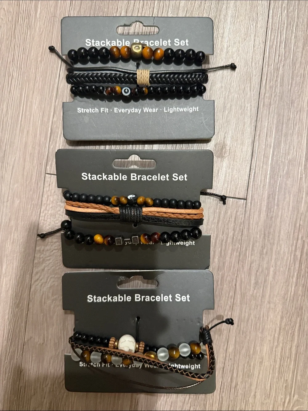 Set of 3 Stackable Men’s Bracelet Set